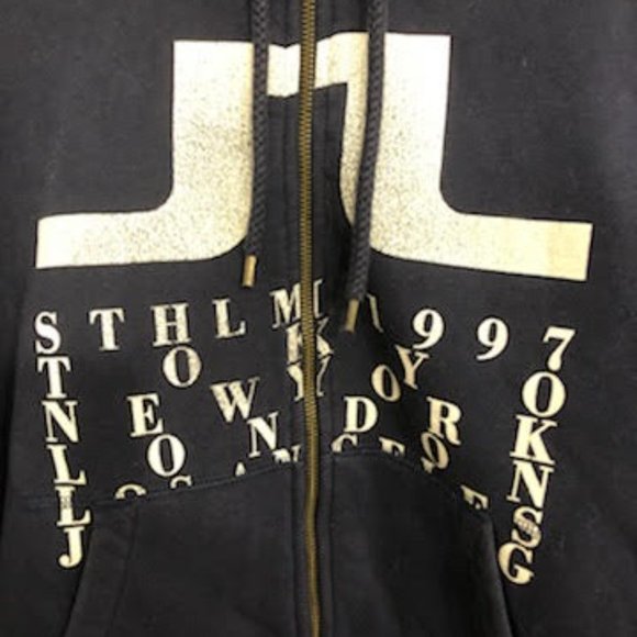 MENS J LINDEBERG STOCKHOLM SWEDEN LUXE ICONIC ZIP UP LOGO HOODIE - Picture 2 of 6